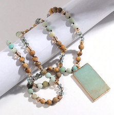 Amazonite & Jasper Beaded Natural Stone Neckl...