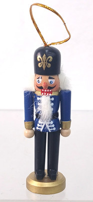 4'' TALL WOODEN BLUE NUTCRACKER CHRISTMAS ORNAMENT