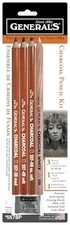  General's Charcoal Pencil Kit, Assorted Hardness, Set Of 5