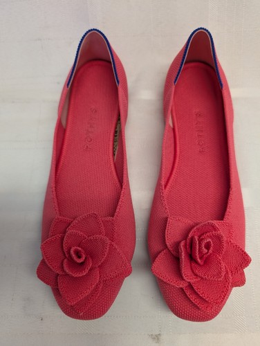 Rothy’s Flats in Pink w/Flower Squared Toe Size 8 Gently Used