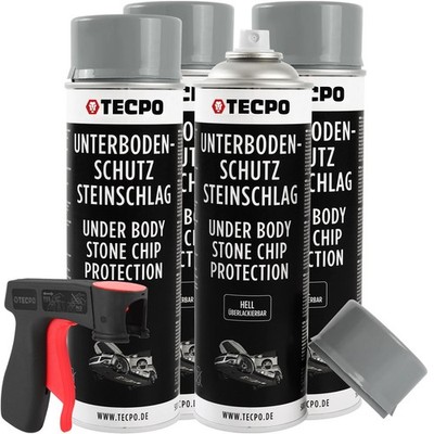 4x TECPO UNTERBODENSCHUTZ SPRAY ÜBERLACKIERBAR HELL 500 ml STEINSCHLAGSCHUTZ UBS