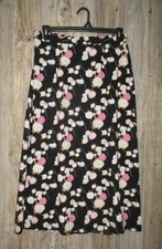 Vintage Sag Harbor Womans Long Black Beige Pink Floral Skirt Size Large Career