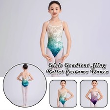 Girls Gradient Sling Ballet Costume Dance Wear Romper Gymnastics Jumpsuit