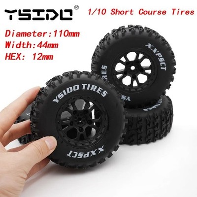 4 Stück 110 mm 1/10 Short Course LKW Reifen Reifen Rad mit 12 mm Sechskant für Slash Arrm