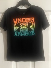 Under Armour Boys 5/6 2pc Outfit Set Black Graphic Tee Multicolor Logo Shorts