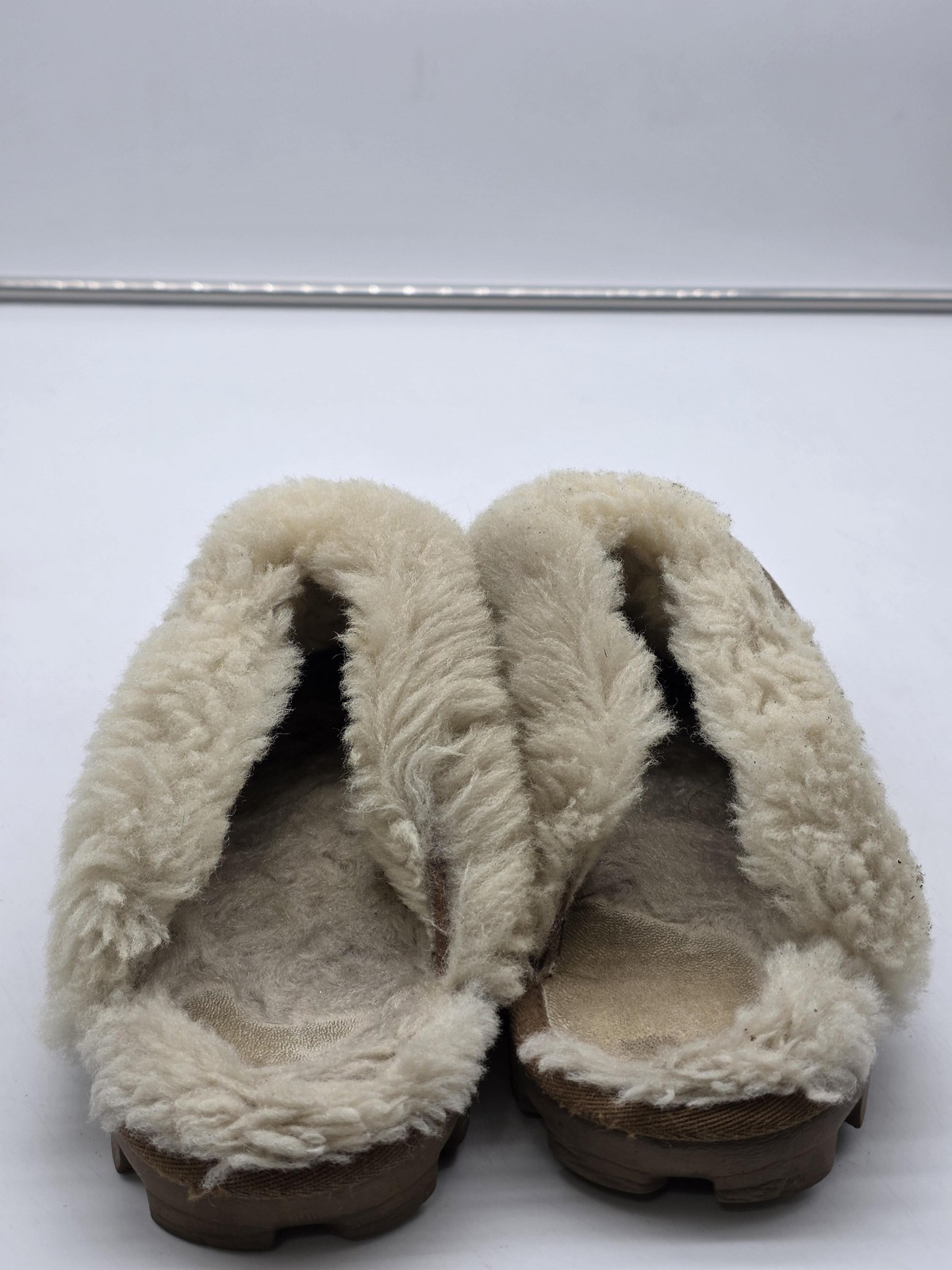 UGG Coquette Slippers Shoes Womens Size 9 Brown Suede Shearling Clog Damaged image 7