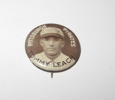 1910-12 Sweet Caporal Baseball Pin Tommy Leach Pittsburgh Pirates LARGE LETTERS