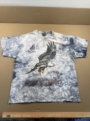 The Mountain Bald Eagle T-Shirt Mens XL Blue Tie Dye USA Patriotic Bird Nature