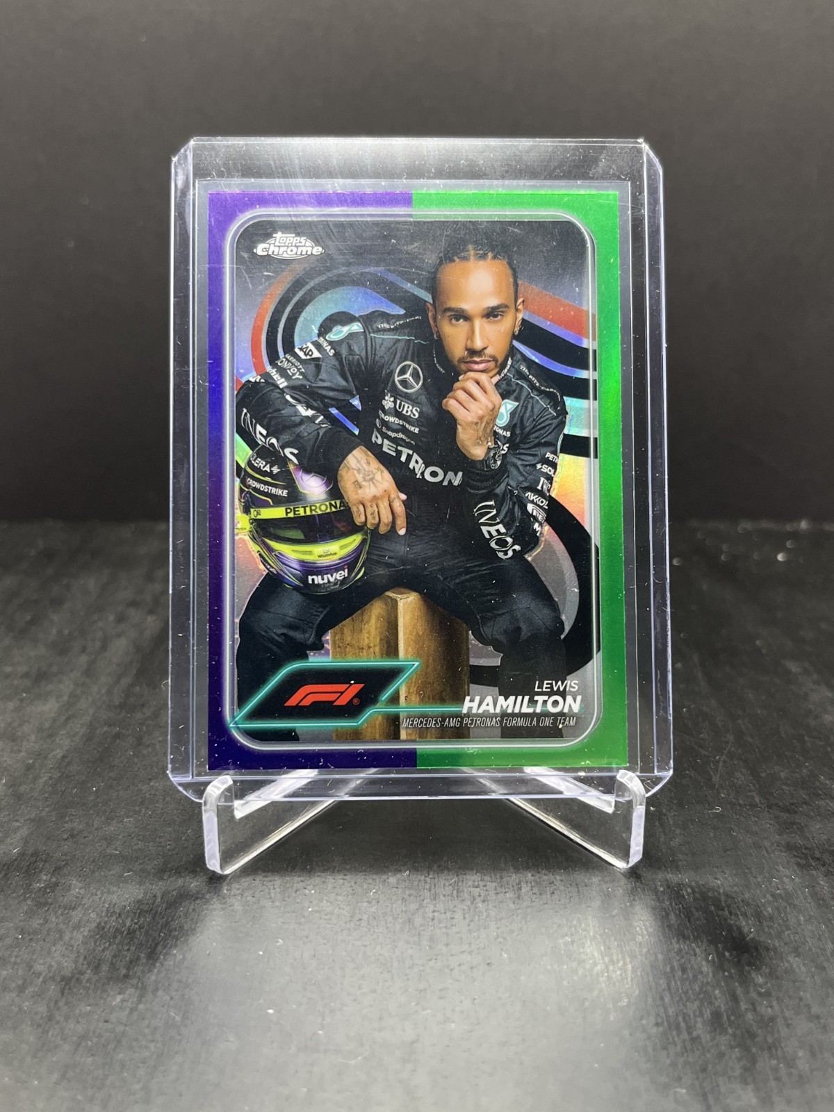 2024 Topps Chrome Formula 1 F1 Lewis Hamilton Portrait Purple Green SP #6 (A)