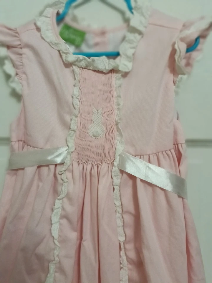 Vestido Jersey Clásico Cabricho Conejito Calado Rosa Pálido Niña 6 Delantal de Pascua E3 Foto 2 de 4