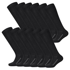 12 Pairs Youth Socks Bulk Soccer Football Softball Baseball Socks Large Black