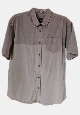 PRANA Broderick Button Up Shirt Two Tone Short Sleeve XL Slim Organic Cotton 