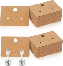 100 Pcs Earring Cards Brown Paper Earrings Tags Display Hanging cowhide 