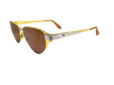 Vintage Women's Sunglasses Italy 80s Metal Vogue Gold Brown JULIE