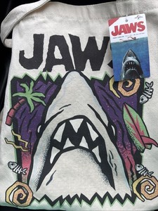 Jaws Canvas Tote Bag NWT Universal Studios Shark Movie Reusable Beach Tote