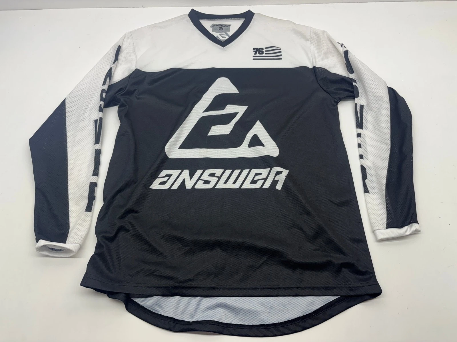 Answer Men's Jersey Large Black White L Riding Shirt Apparel Gear Motocross MX