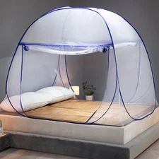Bed mosquito net, (size 47 inches × 75 inches × 57 inches), blue.