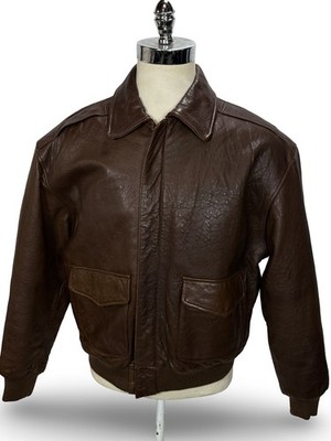 よ*く様 80s avriex A-2 real leather bomber Vintage 80's Avirex Type A-2 Jeep Korean Made Brown Leather Flight