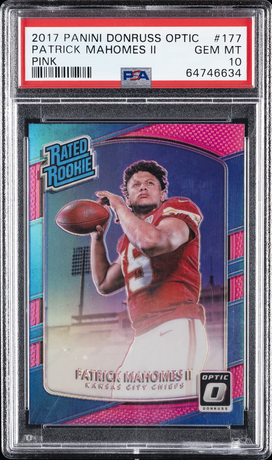 2017 PANINI DONRUSS OPTIC PINK #177 PATRICK MAHOMES II ROOKIE RC PSA 10