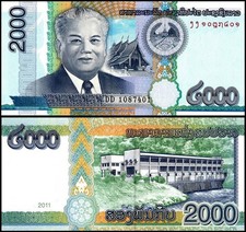 Laos 2000 Kip, 2011, P-41, UNC