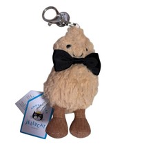 Jellycat Amuseables Peanut Bag Charm New Tiny Plush Authentic With Black Bow