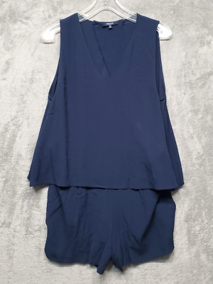 Madewell Romper Womens Medium Navy Blue Shorts Romper Split Back - Main Image