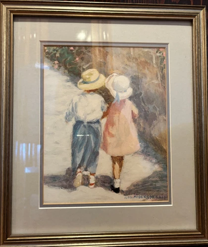Ivan Anderson S.A.I. "Secrets" Boy & Girl Print Signed & Framed 13" x15 "