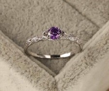 1Ct Round Cut Amethyst Solitaire Woman's Engagement Ring 14K White Gold Finish