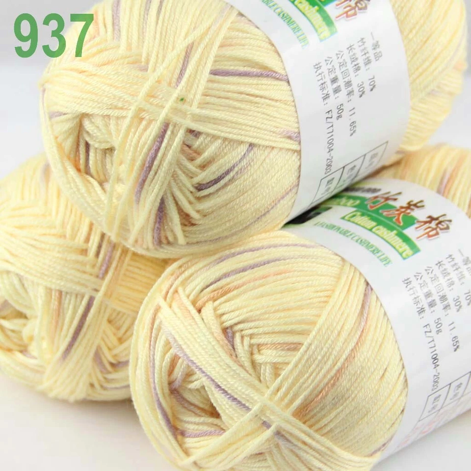 Sale New 6 Ballsx50g Super Soft Bamboo Cotton Baby Hand Knitting Crochet Yarn 37 - Image 2 of 4