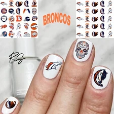 Denver Broncos Waterslide Nail Decals Set Of 50   Instructions & Bonus