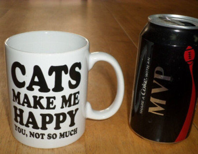 ''CATS MAKE ME HAPPY, YOU NOT SO MUCH'', Ceramic Coffee Cup / Mug, VINTAGE