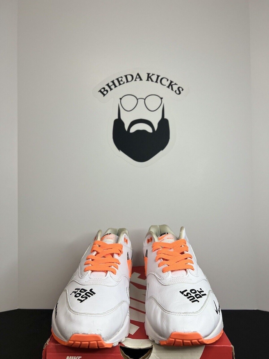 2018-NIKE-AIR MAX‎ JUST DO IT- WHITE/ORANGE-SIZE 11.5 men Nike Air Max 1 Just Do It 2018 White Orange Sneakers AO1021  main image 2