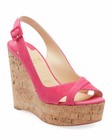 100% AUTH NEW WOMEN LOUBOUTIN REINE LIEGE PINK SUEDE 120 WEDGE SANDALS US 10 — photo 1