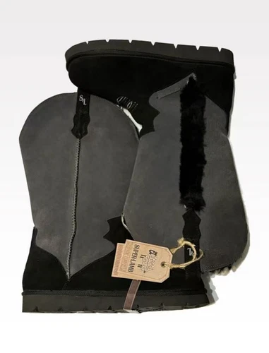 Superlamb Women's Real Sheepskin Snow Boot Charcoal 10