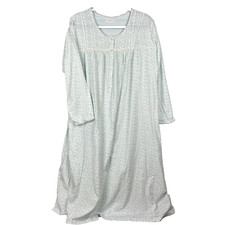 Vintage Miss Elaine Cotton Cottagecore Blue Ditzy Floral Nightgown Granny Large