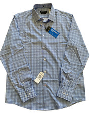 NWT MEN'S NAUTICA 79 BLUE BUTTON DOWN DRESS SHIRT CHECKERED LARGE L 34/35