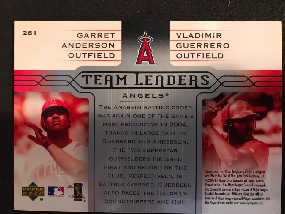 2005 Upper Deck First Pitch Team Leaders Garret Anderson Vladimir Guerrero HOF - Image 2 of 2
