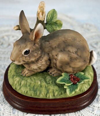Porcelain Figurine by Stefani Rabbit 82/29 w/ wooden stand & box. Made in Japan