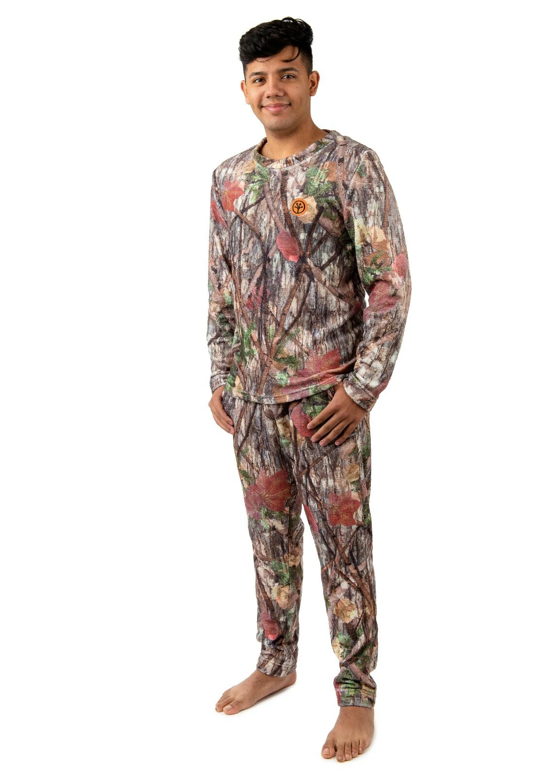 Treel Coral Fleece Camo Pajama Set