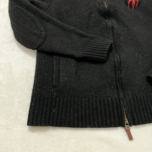 Polo Ralph Lauren Lambs Wool Sweater Kids Medium Black Full Zip Red Big Pony #3 - Picture 3 of 23