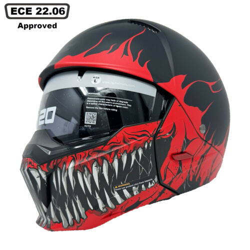 HJC I20 Scraw Convertible Motorcycle Streetfighter Helmet Skull Open Face Mask - Picture 7 of 13