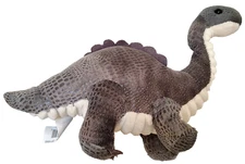 S Grey Brontosaurus Dinosaur 12" Plush Scaley White Belly HugFun International