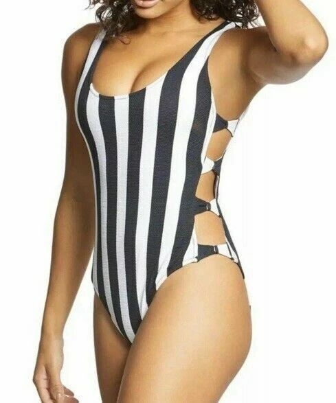 Nuevo con etiquetas Traje de baño Volcom Stripe Club negro/blanco de una pieza para mujer junior talla XS Foto 2 de 4