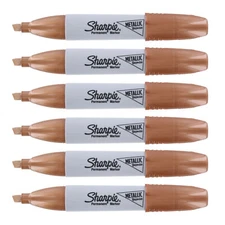 Sharpie Metallic Permanent Marker, Chisel Tip, Bronze, 6 Count