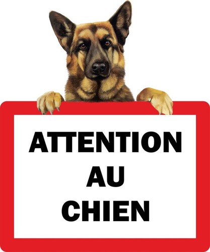 Portal Sticker Sticker Attention to German Shepherd Chien Panel - Picture 1 of 1