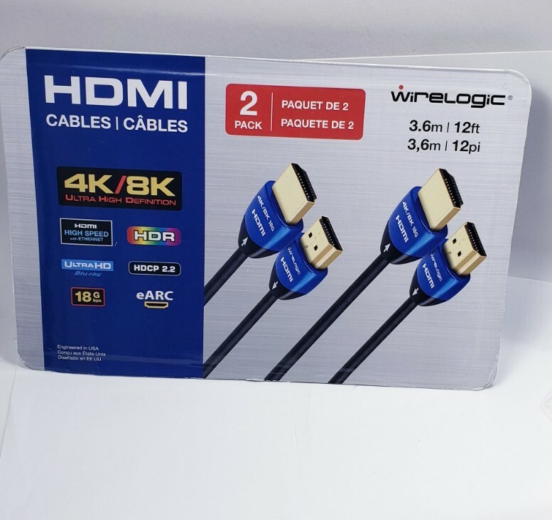 4K/8K Ultra HD HDMI Cable 3.6m 12ft 2-Pack High Speed-image