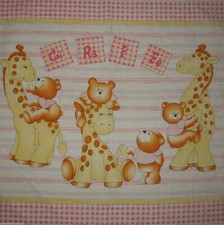 Baby Girl Crib Coverlet Blanket Giraffes Teddy Bear Pink Yellow Gingham Handmade