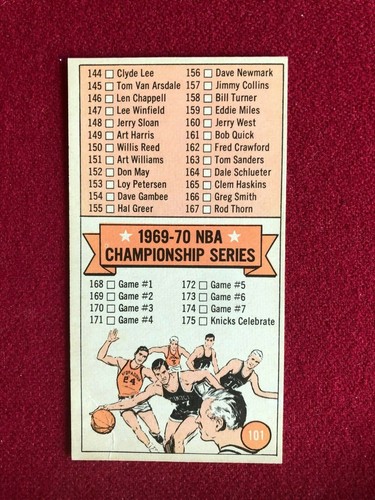 1970-71, TOPPS BASKETBALL "Un-Marked" CHECKLIST (111-175) Scarce / Vintage - Picture 2 of 2