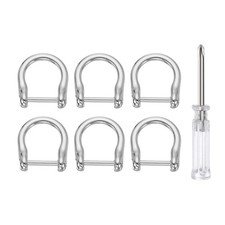 6pcs D-Rings Screw in Shackle 5/8" D Ring with Screwdriver Silver