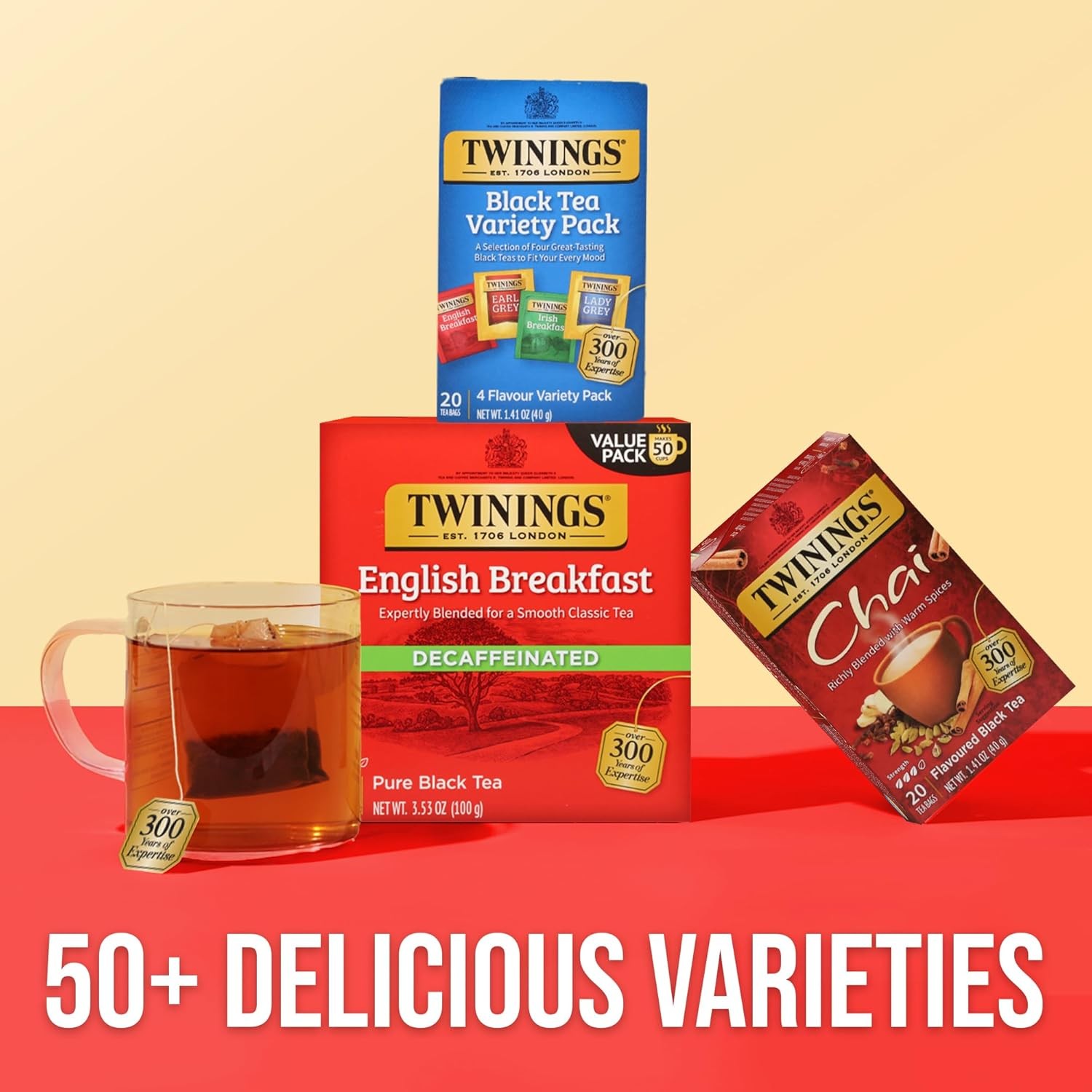 Twinings Black Tea Variety Pack 20 Count English Breakfast Earl Grey Lady Grey